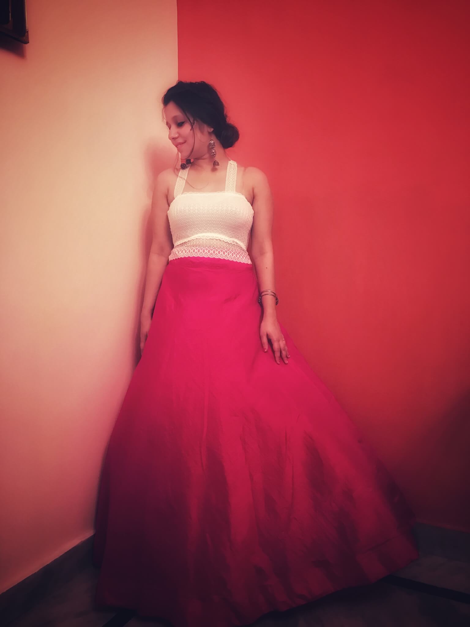 Crop top with a lehenga (Indo-western look)
