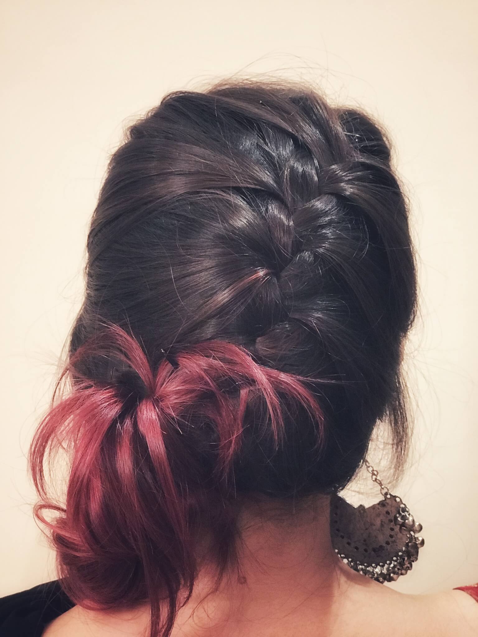 French Braid Side simple bun hairstyle